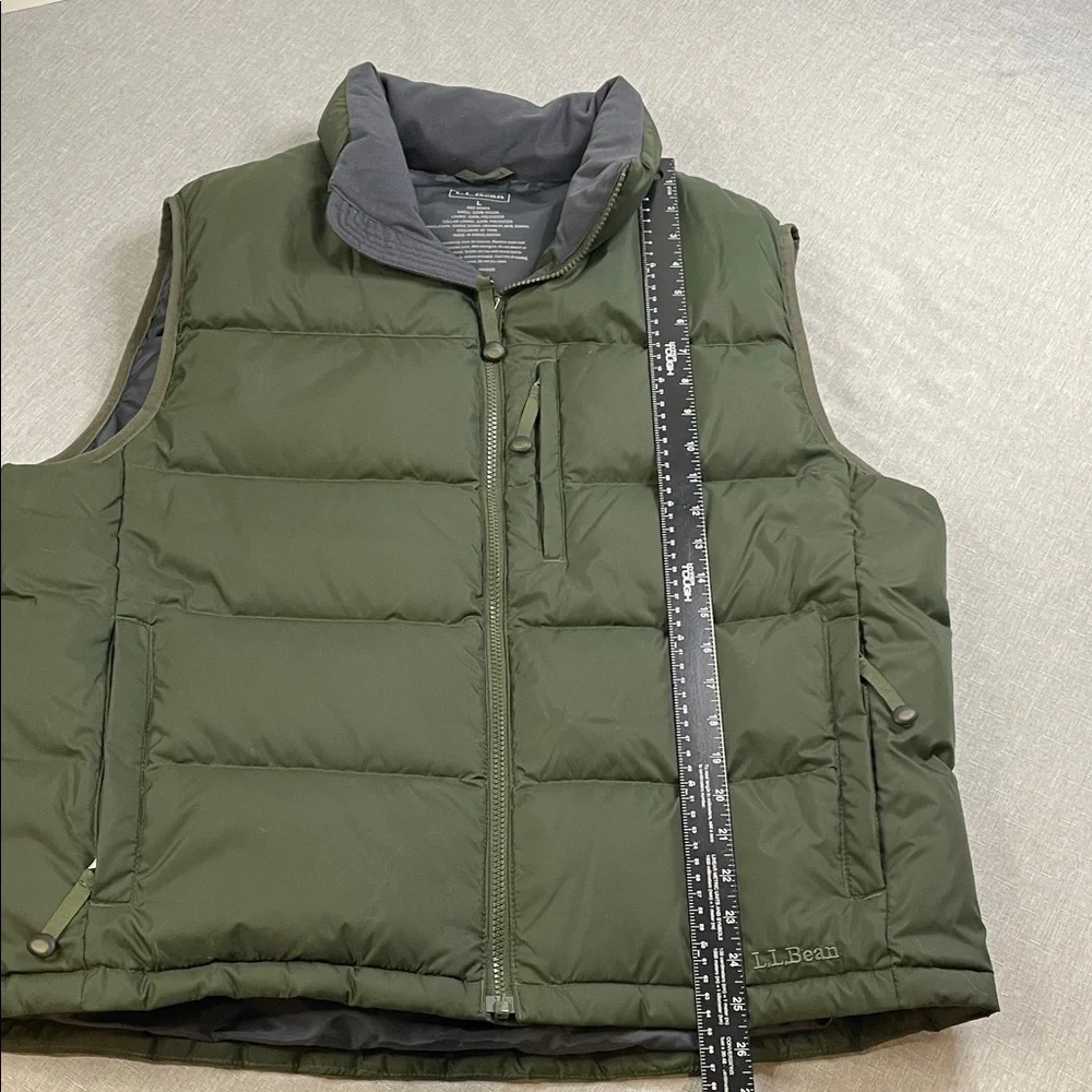 L.L. Bean Men's Goose Down Vest Large Olive Army Green Rugged Puffer Warm